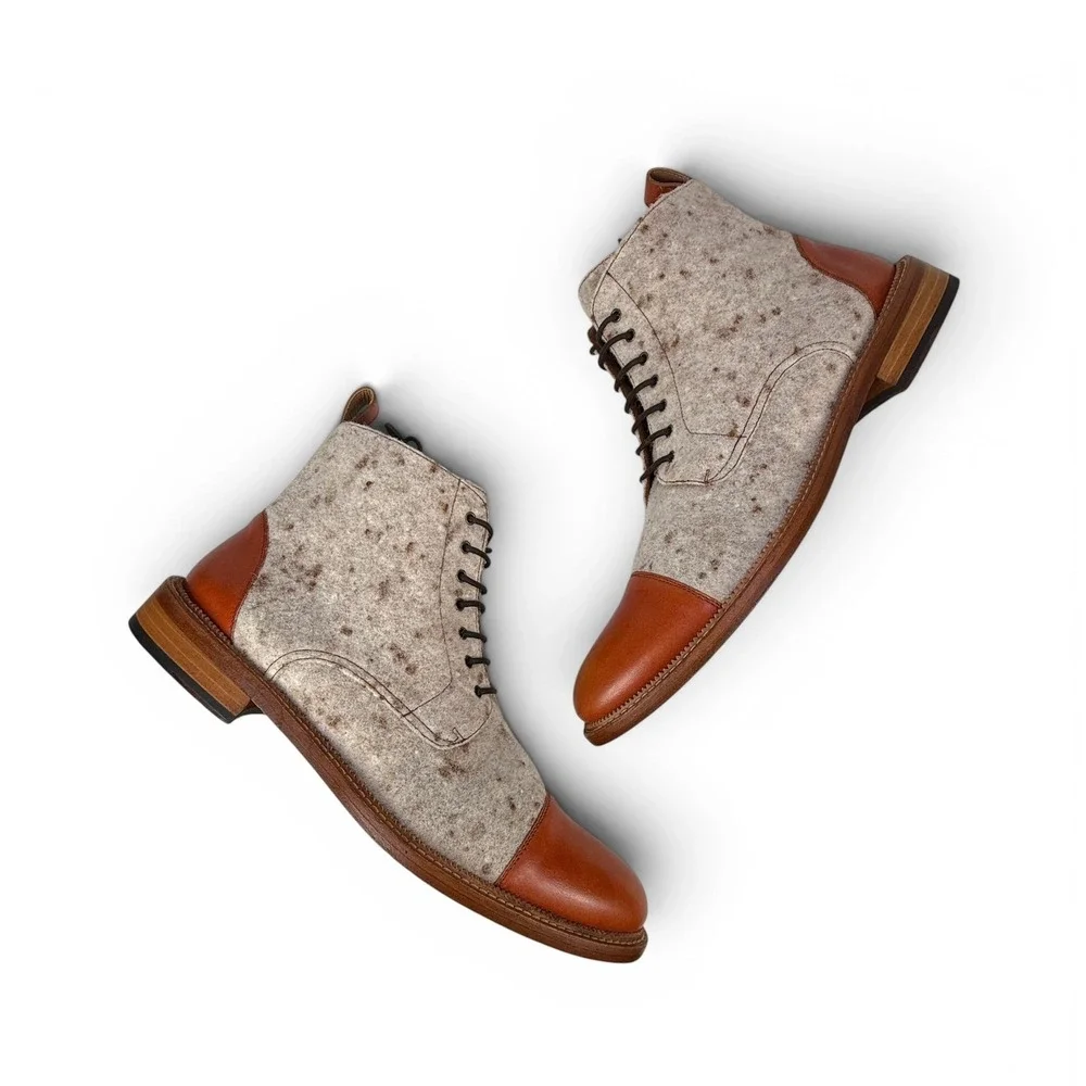 Taft Jack Boot Calico Wool Mens 12 EU 45 Leather Cap Toe Lace Up